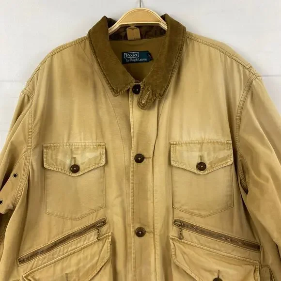 Vintage Polo Ralph Lauren Men Barn Chore Field Hunting Coat Jacket XL Tan Canvas - Picture 11 of 11